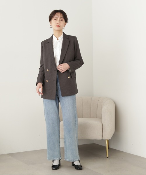 N.（N. Natural Beauty Basic）（エヌエヌナチュラルビューティーベーシック）の「◆フリルネックピンタックブラウス（シャツ/ブラウス・レディース・ブルー/オフホワイト/ベージュ/ストライプ・MEDIUM）」の10枚目の写真