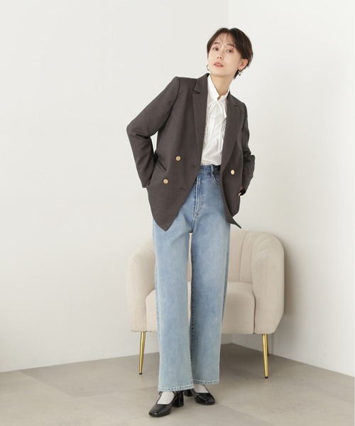 N.（N. Natural Beauty Basic）（エヌエヌナチュラルビューティーベーシック）の「◆フリルネックピンタックブラウス（シャツ/ブラウス・レディース・ブルー/オフホワイト/ベージュ/ストライプ・MEDIUM）」の11枚目の写真