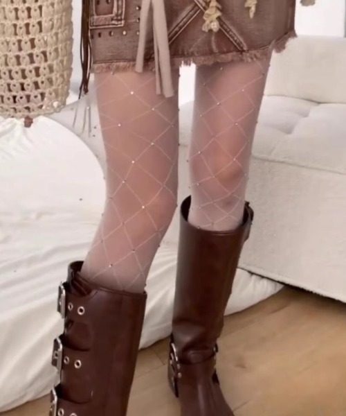 Vipoa（ヴィポア）の「Rhinestone sheer argyle stockings（タイツ/ストッキング・レディース・ホワイト系その他・FREE）」の14枚目の写真