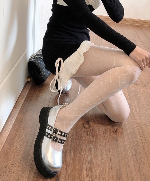 Vipoa（ヴィポア）の「Rhinestone sheer argyle stockings（タイツ/ストッキング・レディース・ホワイト系その他・FREE）」の9枚目の写真