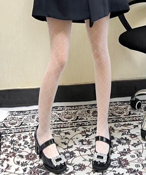 Vipoa（ヴィポア）の「Rhinestone sheer argyle stockings（タイツ/ストッキング・レディース・ホワイト系その他・FREE）」の18枚目の写真
