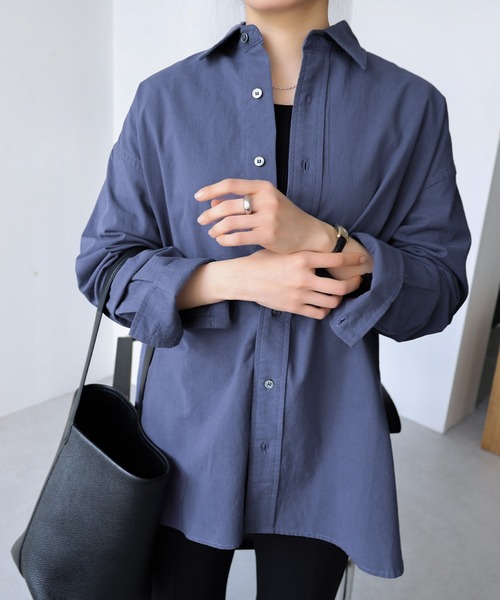 evernavy(エバーネイビー)の「コットンオックス風シャツ(シャツ/ブラウス・レディース・ホワイト/ネイビー/ブラック・M)」の10枚目の写真