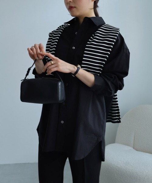 evernavy(エバーネイビー)の「コットンオックス風シャツ(シャツ/ブラウス・レディース・ホワイト/ネイビー/ブラック・M)」の12枚目の写真