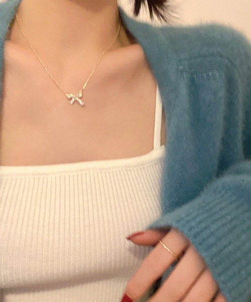 DiamondHearts（ダイヤモンドハーツ）の「リボンネックレス（ネックレス・レディース・シルバー/ゴールド・FREE）」の4枚目の写真