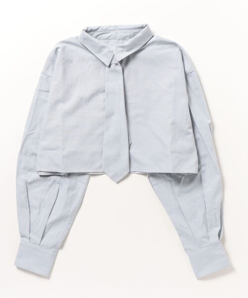 Per sist ence（パーシエンス）の「ネクタイ付ブロードクロップドシャツ（シャツ/ブラウス・レディース・ブルー/グレー/オフホワイト/ピンク/ブラック・FREE）」の4枚目の写真