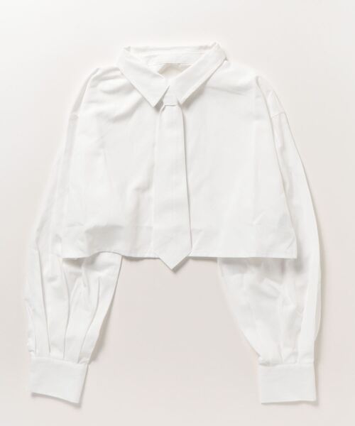 Per sist ence（パーシエンス）の「ネクタイ付ブロードクロップドシャツ（シャツ/ブラウス・レディース・ブルー/グレー/オフホワイト/ピンク/ブラック・FREE）」の3枚目の写真