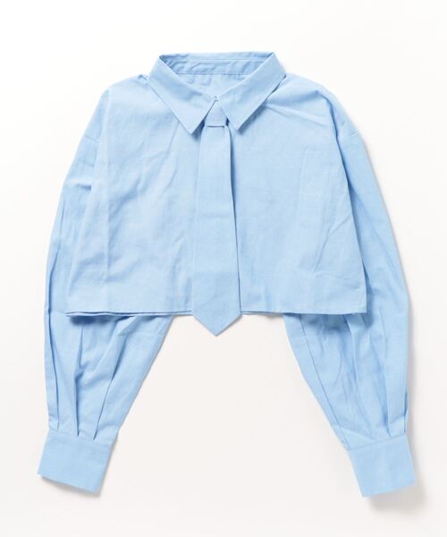 Per sist ence（パーシエンス）の「ネクタイ付ブロードクロップドシャツ（シャツ/ブラウス・レディース・ブルー/グレー/オフホワイト/ピンク/ブラック・FREE）」の5枚目の写真