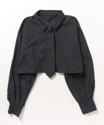ネクタイ付ブロードクロップドシャツ