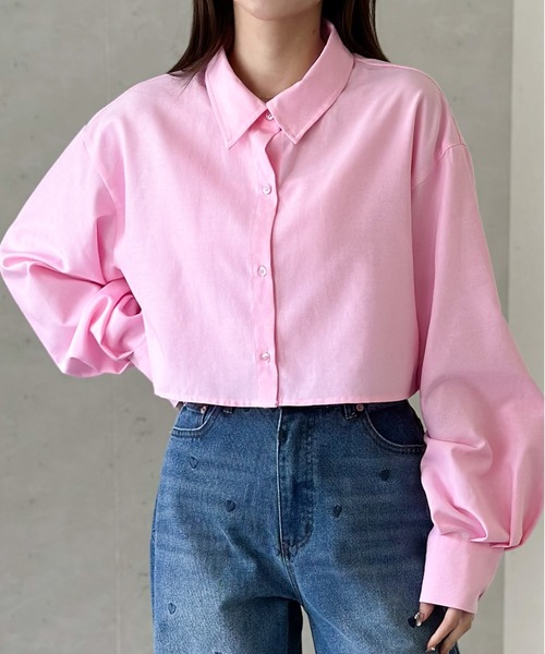 Per sist ence（パーシエンス）の「ネクタイ付ブロードクロップドシャツ（シャツ/ブラウス・レディース・ブルー/グレー/オフホワイト/ピンク/ブラック・FREE）」の8枚目の写真