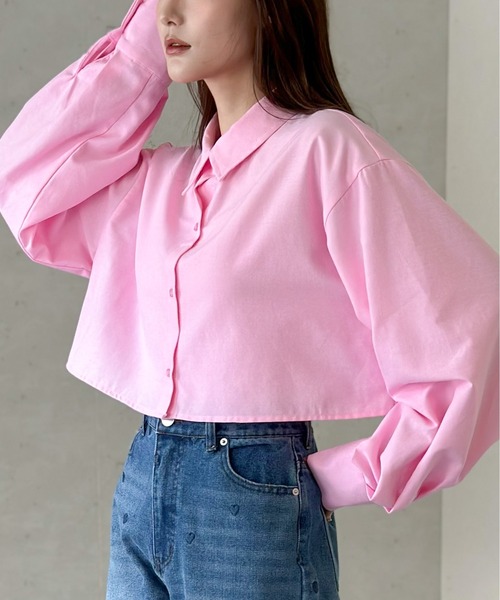 Per sist ence（パーシエンス）の「ネクタイ付ブロードクロップドシャツ（シャツ/ブラウス・レディース・ブルー/グレー/オフホワイト/ピンク/ブラック・FREE）」の10枚目の写真