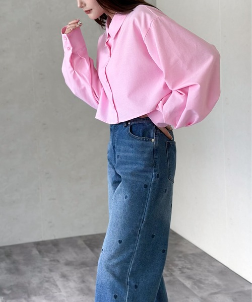 Per sist ence（パーシエンス）の「ネクタイ付ブロードクロップドシャツ（シャツ/ブラウス・レディース・ブルー/グレー/オフホワイト/ピンク/ブラック・FREE）」の12枚目の写真