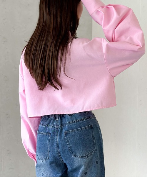 Per sist ence（パーシエンス）の「ネクタイ付ブロードクロップドシャツ（シャツ/ブラウス・レディース・ブルー/グレー/オフホワイト/ピンク/ブラック・FREE）」の14枚目の写真