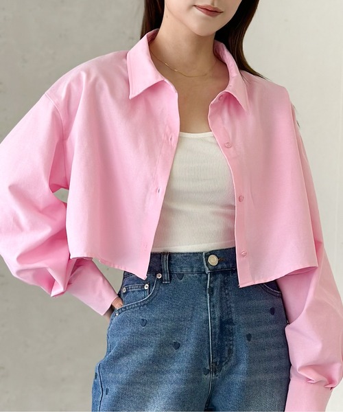 Per sist ence（パーシエンス）の「ネクタイ付ブロードクロップドシャツ（シャツ/ブラウス・レディース・ブルー/グレー/オフホワイト/ピンク/ブラック・FREE）」の21枚目の写真