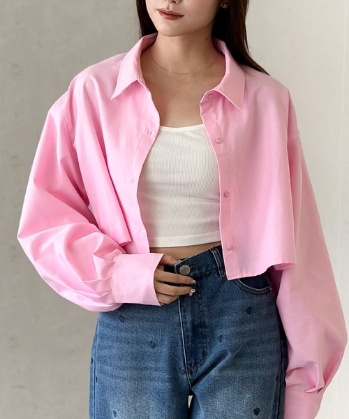 Per sist ence（パーシエンス）の「ネクタイ付ブロードクロップドシャツ（シャツ/ブラウス・レディース・ブルー/グレー/オフホワイト/ピンク/ブラック・FREE）」の22枚目の写真