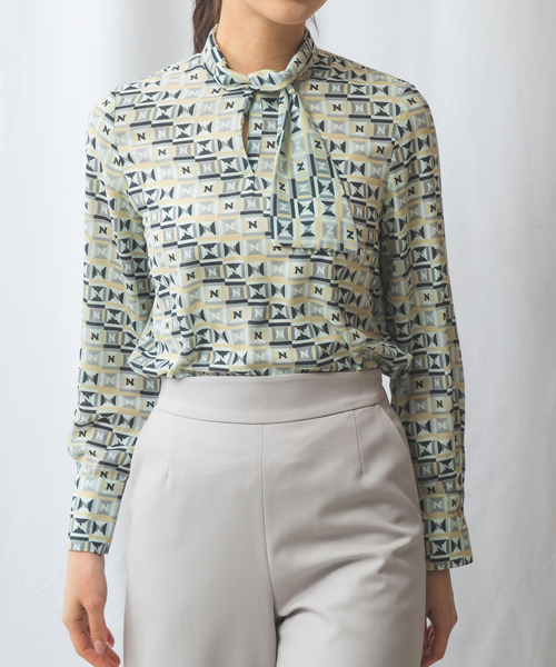 【セール】【NARACAMICIE】N柄ジョーゼットアシメボウタイブラウス（シャツ/ブラウス）｜NARACAMICIE（ナラカミーチェ）