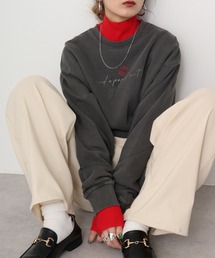 Vintage-like rose print loose sweat / ヴィンテージライク ローズプリント ルーズスウェット unisex