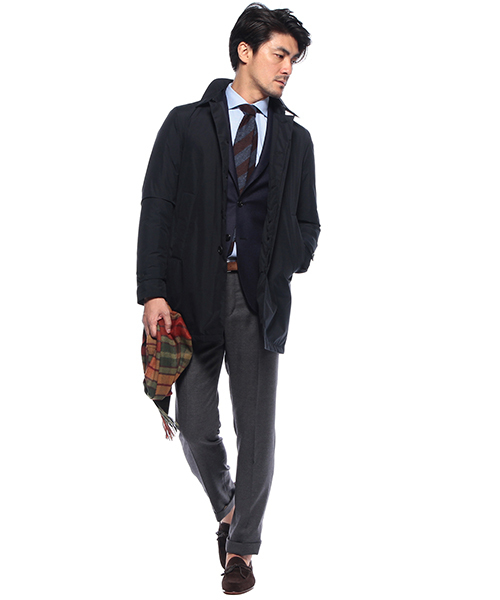 Johnstons of Elgin（ジョンストンズオブエルガン）の「Johnstons / カシミヤ ビッグチェック（マフラー・メンズ・ベージュ系その他/ネイビー/オレンジ系その他・ONE SIZE）」の10枚目の写真