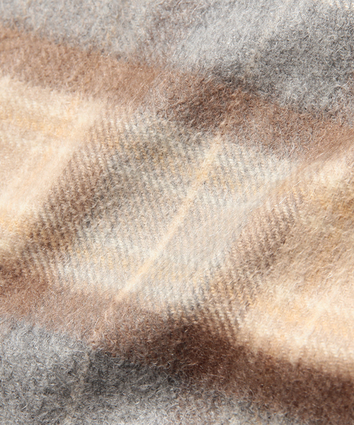 Johnstons of Elgin（ジョンストンズオブエルガン）の「Johnstons / カシミヤ ビッグチェック（マフラー・メンズ・ベージュ系その他/ネイビー/オレンジ系その他・ONE SIZE）」の6枚目の写真