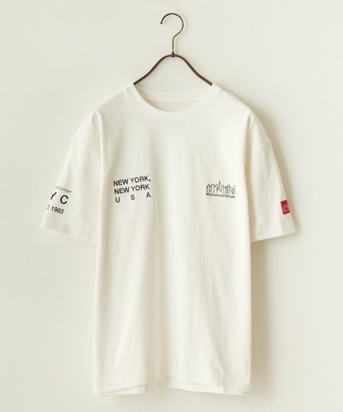 Manhattan Portage（マンハッタンポーテージ）の「[MANHATTAN PORTAGE/マンハッタンポーテージ] 別注 ロゴ刺繍ショートスリーブTシャツ（Tシャツ/カットソー・レディース・ホワイト/ネイビー/サックスブルー・S/M/L/XL）」の18枚目の写真