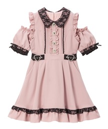 キラキラビジューオフショルフリルワンピース