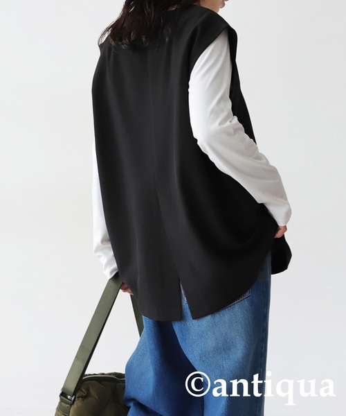 antiqua(アンティカ)の「Vネックベスト(ベスト・レディース・ブラック・FREE)」の2枚目の写真