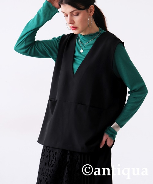 antiqua(アンティカ)の「Vネックベスト(ベスト・レディース・ブラック・FREE)」の10枚目の写真