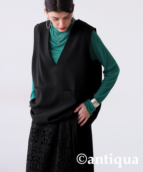 antiqua(アンティカ)の「Vネックベスト(ベスト・レディース・ブラック・FREE)」の11枚目の写真