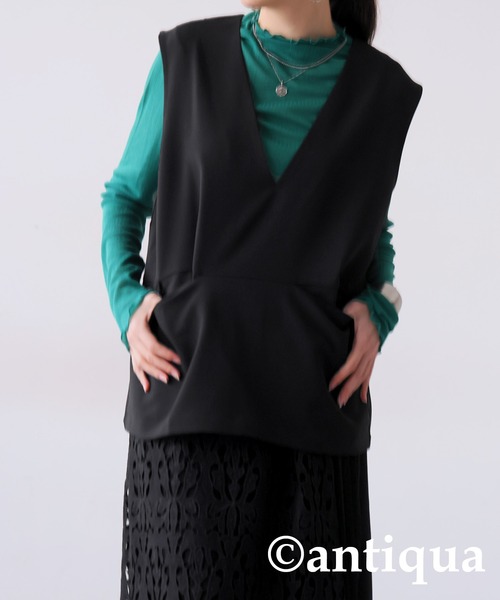 antiqua(アンティカ)の「Vネックベスト(ベスト・レディース・ブラック・FREE)」の14枚目の写真