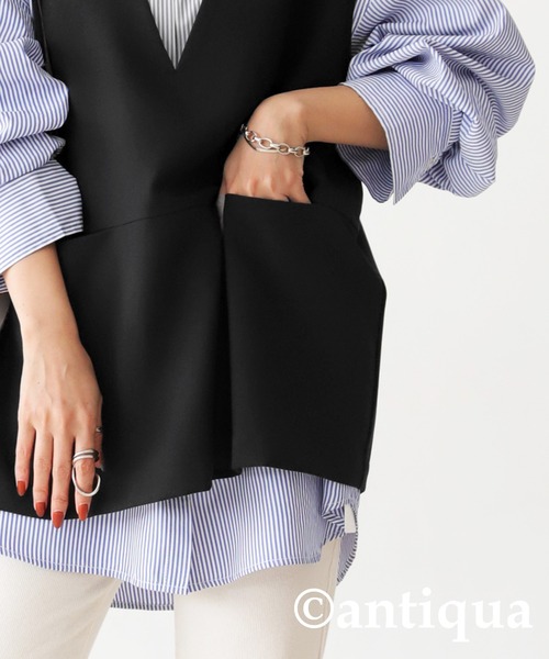 antiqua(アンティカ)の「Vネックベスト(ベスト・レディース・ブラック・FREE)」の8枚目の写真