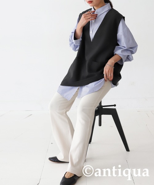 antiqua(アンティカ)の「Vネックベスト(ベスト・レディース・ブラック・FREE)」の9枚目の写真