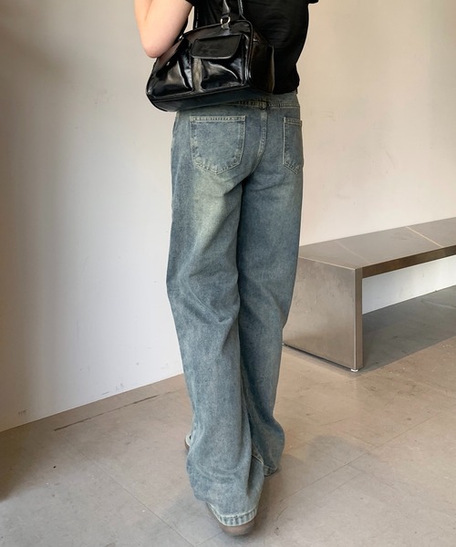 （もあ）新品 ダブルウエストドロストデニム セール】《新色追加》【お気に入り数2.4万人突破!】ダブルボタン