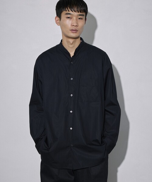5525Gallery（ゴーゴーニーゴーギャラリー）の「SHIRT FIRSTHAND by 5525gallery/シャツファーストハンド バイ 5525ギャラリー SHFH STAND COLLAR SHIRTS / スタンドカラーシャツ / バンドカラーシャツ（シャツ/ブラウス・メンズ・ブラック/サックスブルー/グリーン/ホワイト・MEDIUM/LARGE/SMALL）」の2枚目の写真