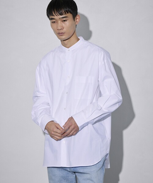 5525Gallery（ゴーゴーニーゴーギャラリー）の「SHIRT FIRSTHAND by 5525gallery/シャツファーストハンド バイ 5525ギャラリー SHFH STAND COLLAR SHIRTS / スタンドカラーシャツ / バンドカラーシャツ（シャツ/ブラウス・メンズ・ブラック/サックスブルー/グリーン/ホワイト・MEDIUM/LARGE/SMALL）」の14枚目の写真