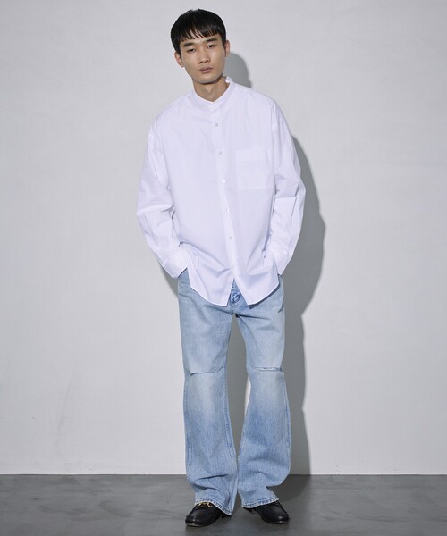 5525Gallery（ゴーゴーニーゴーギャラリー）の「SHIRT FIRSTHAND by 5525gallery/シャツファーストハンド バイ 5525ギャラリー SHFH STAND COLLAR SHIRTS / スタンドカラーシャツ / バンドカラーシャツ（シャツ/ブラウス・メンズ・ブラック/サックスブルー/グリーン/ホワイト・MEDIUM/LARGE/SMALL）」の18枚目の写真