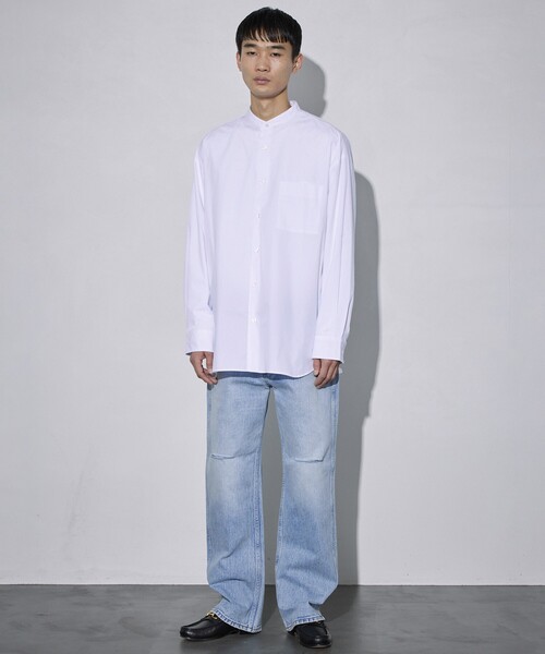5525Gallery（ゴーゴーニーゴーギャラリー）の「SHIRT FIRSTHAND by 5525gallery/シャツファーストハンド バイ 5525ギャラリー SHFH STAND COLLAR SHIRTS / スタンドカラーシャツ / バンドカラーシャツ（シャツ/ブラウス・メンズ・ブラック/サックスブルー/グリーン/ホワイト・MEDIUM/LARGE/SMALL）」の20枚目の写真