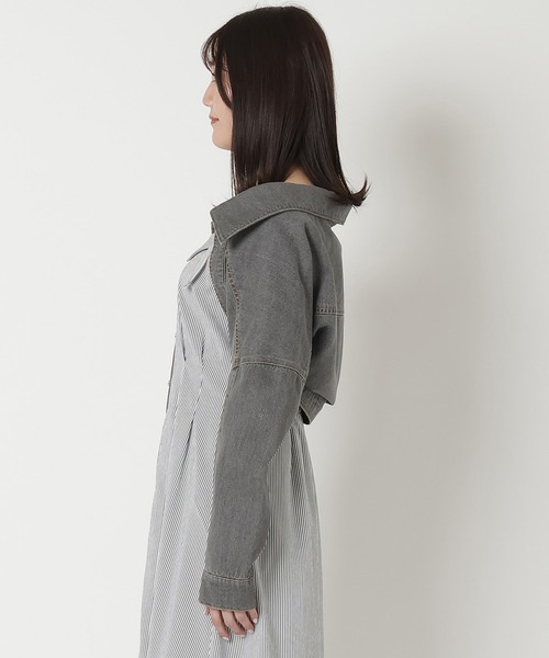 REDYAZEL（レディアゼル）の「デニムボレロジャケット（スーツジャケット・レディース・ブラック/ブルー/オフホワイト・FREE）」の10枚目の写真