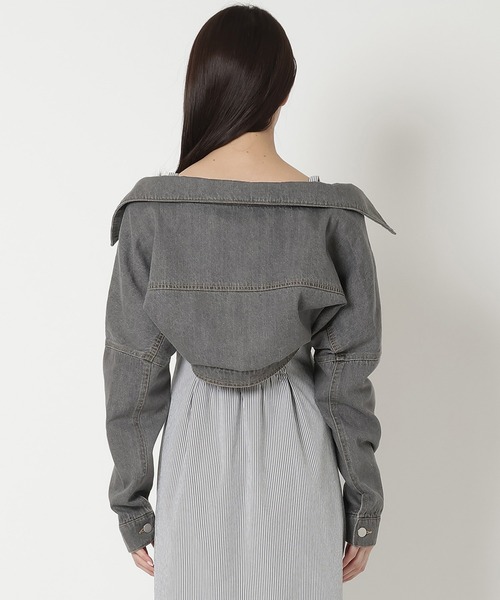 REDYAZEL（レディアゼル）の「デニムボレロジャケット（スーツジャケット・レディース・ブラック/ブルー/オフホワイト・FREE）」の11枚目の写真