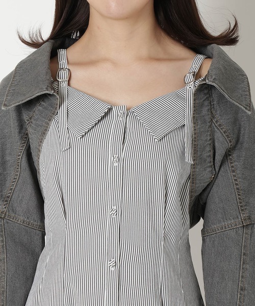 REDYAZEL（レディアゼル）の「デニムボレロジャケット（スーツジャケット・レディース・ブラック/ブルー/オフホワイト・FREE）」の13枚目の写真