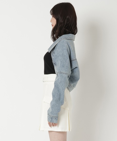 REDYAZEL（レディアゼル）の「デニムボレロジャケット（スーツジャケット・レディース・ブラック/ブルー/オフホワイト・FREE）」の6枚目の写真