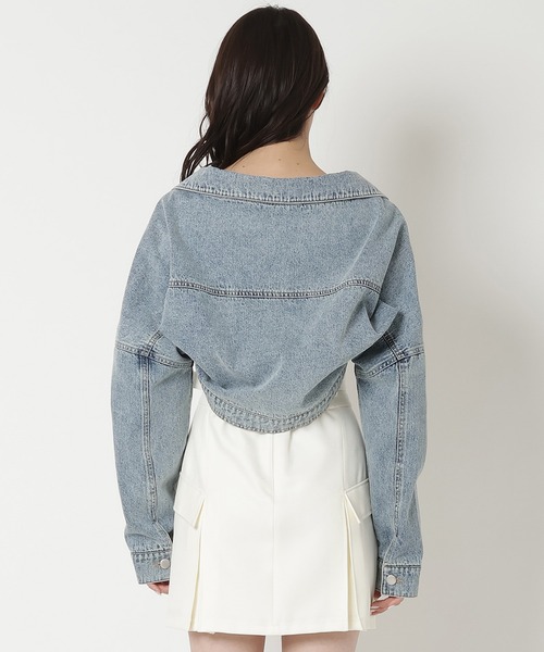 REDYAZEL（レディアゼル）の「デニムボレロジャケット（スーツジャケット・レディース・ブラック/ブルー/オフホワイト・FREE）」の7枚目の写真