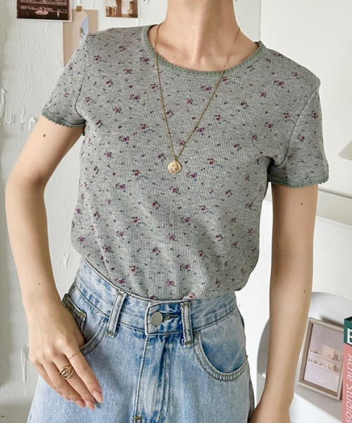 CLEA(クレア)の「フラワー柄サーマル半袖トップス(Tシャツ/カットソー・レディース・ホワイト/グレー/ブラック・FREE)」の22枚目の写真