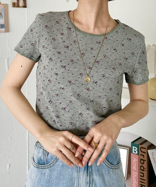 CLEA(クレア)の「フラワー柄サーマル半袖トップス(Tシャツ/カットソー・レディース・ホワイト/グレー/ブラック・FREE)」の19枚目の写真