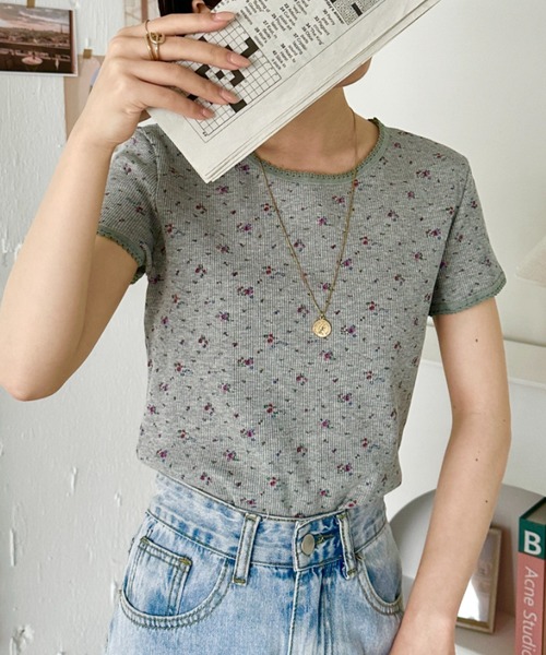 CLEA(クレア)の「フラワー柄サーマル半袖トップス(Tシャツ/カットソー・レディース・ホワイト/グレー/ブラック・FREE)」の11枚目の写真