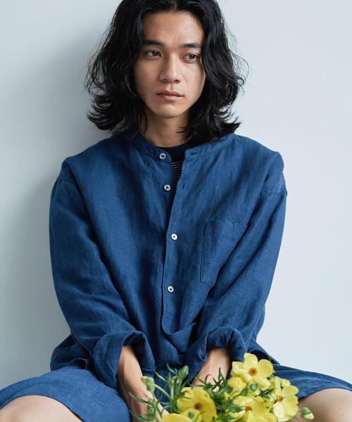 URBAN RESEARCH DOORS(アーバンリサーチドアーズ)の「シルケットリネン バンドカラーロングスリーブシャツ(シャツ/ブラウス・メンズ・アイボリー/グレー系その他/ブラウン系その他/ブルー系その他/インディゴブルー/ホワイト系その他・MEDIUM/LARGE/X-LARGE)」の5枚目の写真