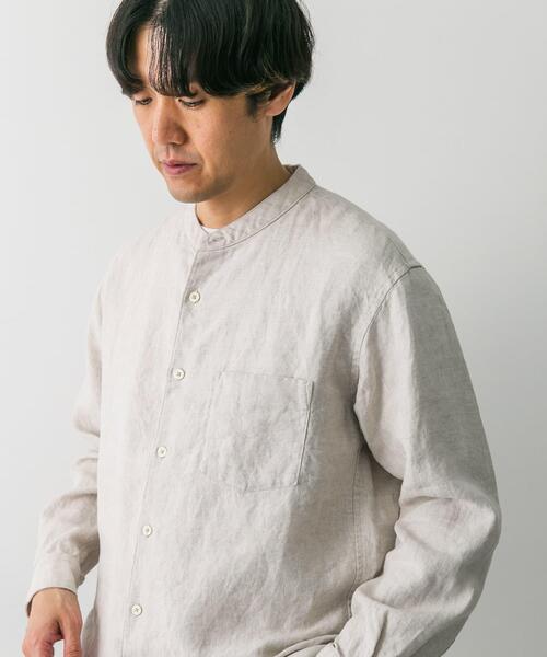 URBAN RESEARCH DOORS(アーバンリサーチドアーズ)の「シルケットリネン バンドカラーロングスリーブシャツ(シャツ/ブラウス・メンズ・アイボリー/グレー系その他/ブラウン系その他/ブルー系その他/インディゴブルー/ホワイト系その他・MEDIUM/LARGE/X-LARGE)」の9枚目の写真