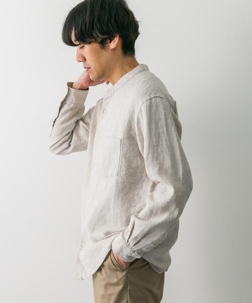 URBAN RESEARCH DOORS(アーバンリサーチドアーズ)の「シルケットリネン バンドカラーロングスリーブシャツ(シャツ/ブラウス・メンズ・アイボリー/グレー系その他/ブラウン系その他/ブルー系その他/インディゴブルー/ホワイト系その他・MEDIUM/LARGE/X-LARGE)」の10枚目の写真