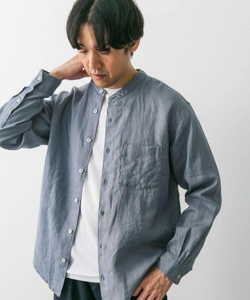 URBAN RESEARCH DOORS(アーバンリサーチドアーズ)の「シルケットリネン バンドカラーロングスリーブシャツ(シャツ/ブラウス・メンズ・アイボリー/グレー系その他/ブラウン系その他/ブルー系その他/インディゴブルー/ホワイト系その他・MEDIUM/LARGE/X-LARGE)」の18枚目の写真