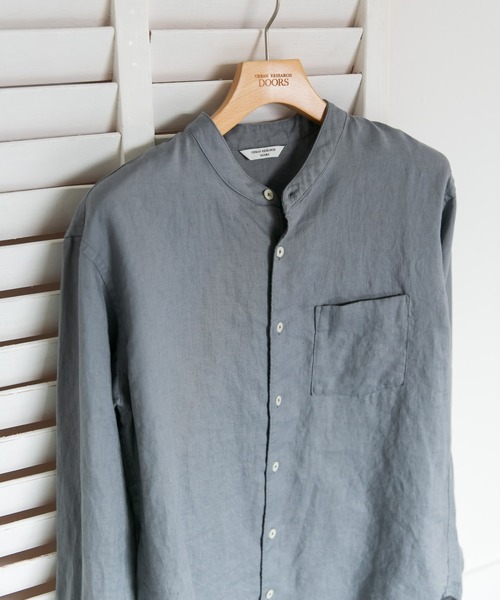 URBAN RESEARCH DOORS（アーバンリサーチドアーズ）の「シルケットリネン バンドカラーロングスリーブシャツ（シャツ/ブラウス・メンズ・アイボリー/ホワイト系その他/グレー系その他/ブラウン系その他/ブルー系その他/インディゴブルー・MEDIUM/LARGE/X-LARGE）」の6枚目の写真