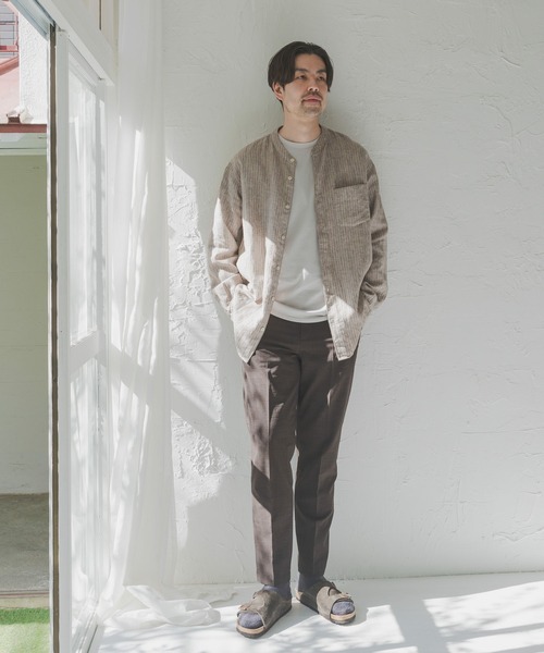 URBAN RESEARCH DOORS（アーバンリサーチドアーズ）の「シルケットリネン バンドカラーロングスリーブシャツ（シャツ/ブラウス・メンズ・アイボリー/ホワイト系その他/グレー系その他/ブラウン系その他/ブルー系その他/インディゴブルー・MEDIUM/LARGE/X-LARGE）」の11枚目の写真