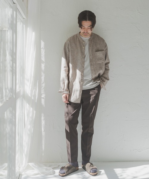 URBAN RESEARCH DOORS（アーバンリサーチドアーズ）の「シルケットリネン バンドカラーロングスリーブシャツ（シャツ/ブラウス・メンズ・アイボリー/ホワイト系その他/グレー系その他/ブラウン系その他/ブルー系その他/インディゴブルー・MEDIUM/LARGE/X-LARGE）」の12枚目の写真